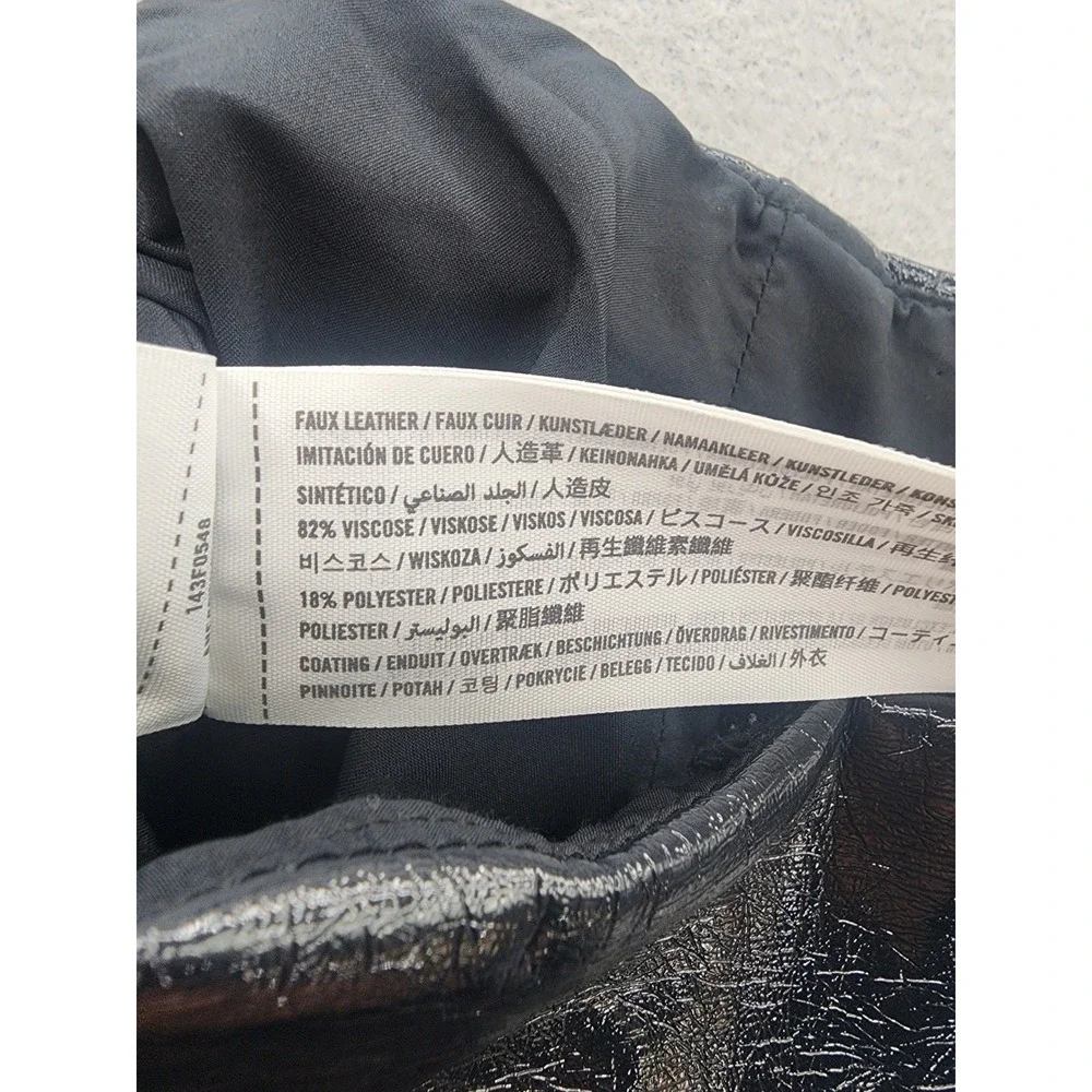 Abercrombie & Fitch Vegan Leather Metallic Crackle Mini Skort Silver Black Med‎